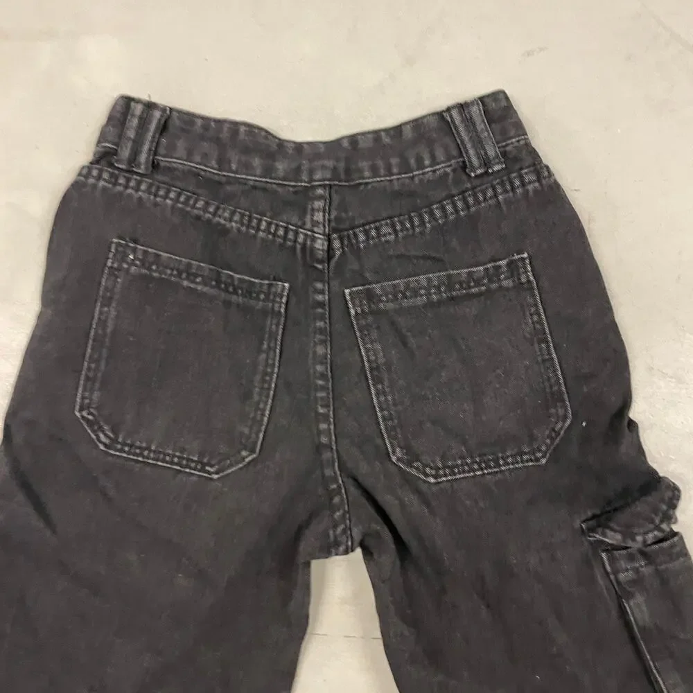 vintage black baggy cargo pants 25x30